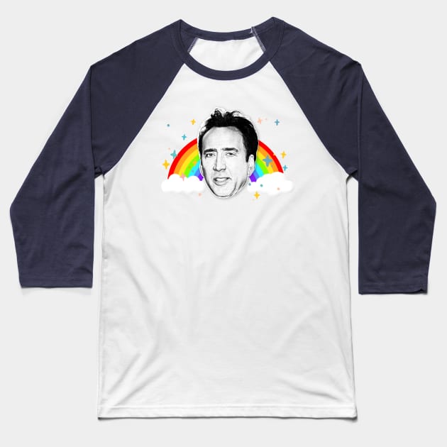 Nic Cage / Aesthetic FanArt Design Baseball T-Shirt by DankFutura